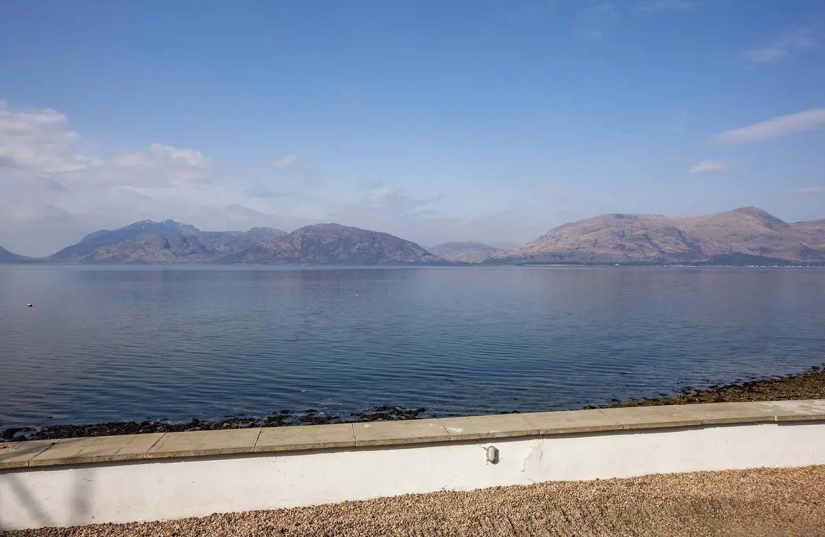 The view over Loch Linnhe from a beach house decking