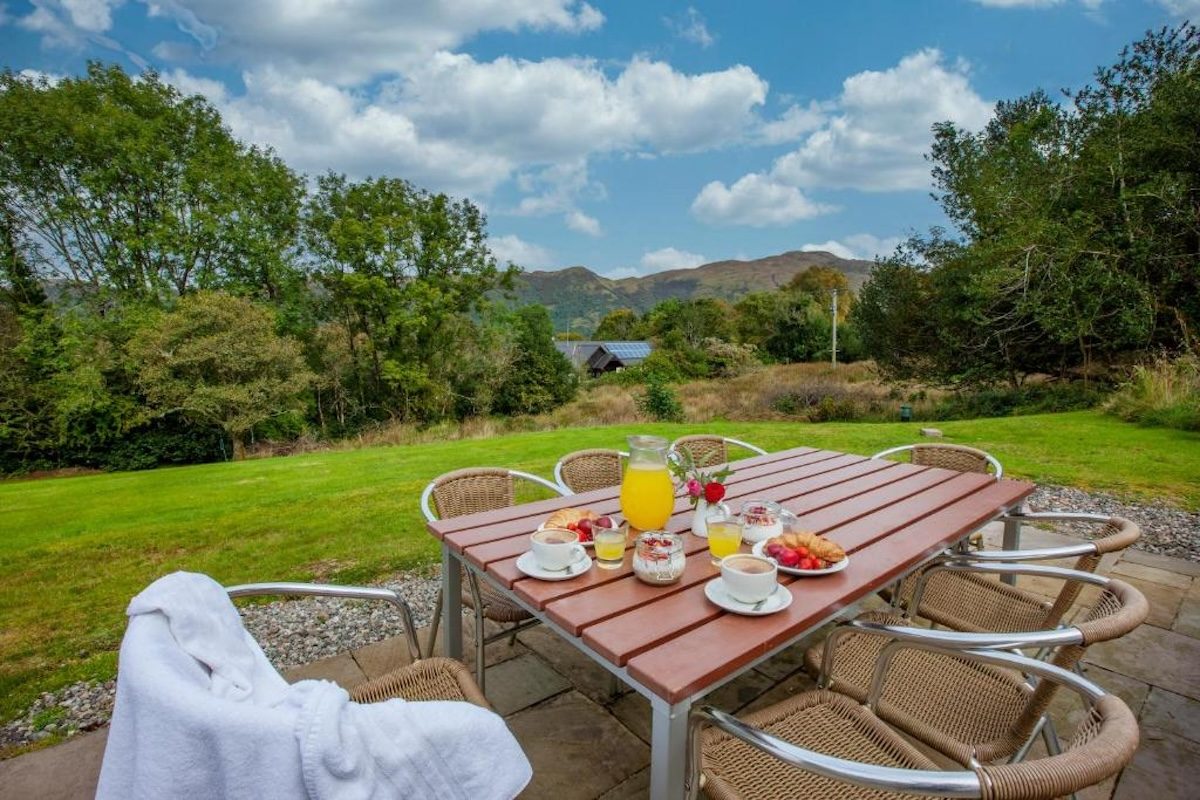 Breakfast laid out on the outdoor table at Wildwood